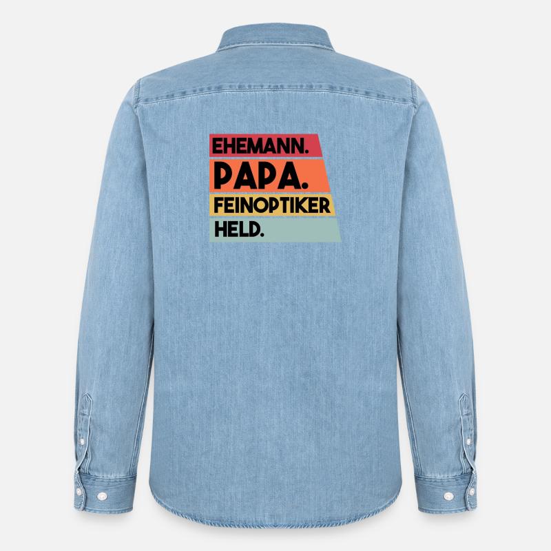 Ehemann Papa Feinoptiker Held - Männer Jeanshemd Organic von Stanley/Stella - verwaschenes Hellblau