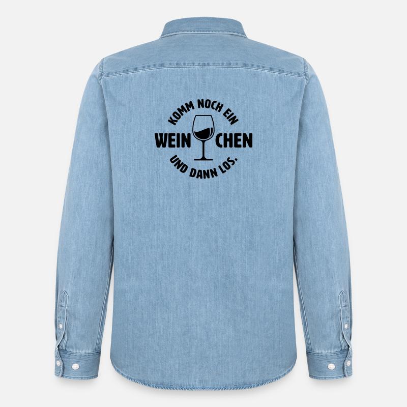 Noch ein Weinchen - Männer Jeanshemd Organic von Stanley/Stella - verwaschenes Hellblau