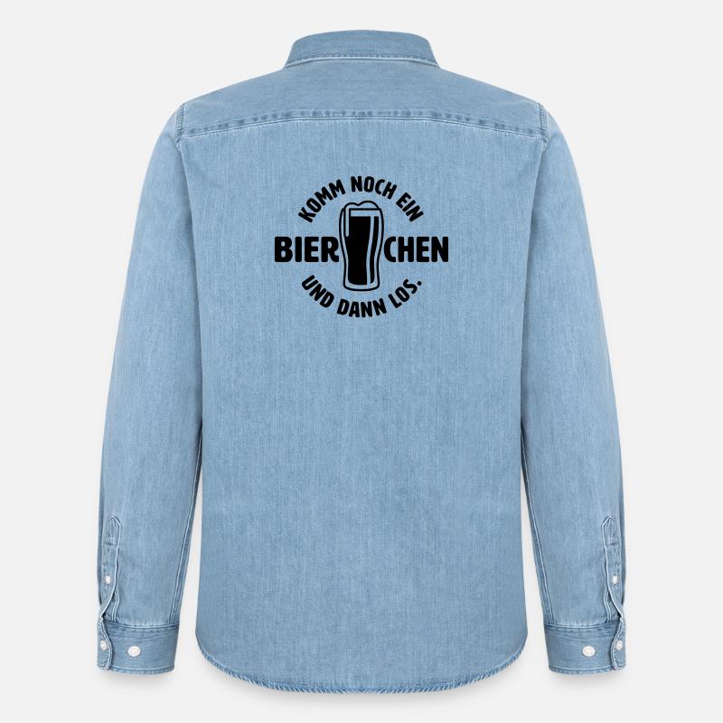 Noch ein Bierchen - Männer Jeanshemd Organic von Stanley/Stella - verwaschenes Hellblau