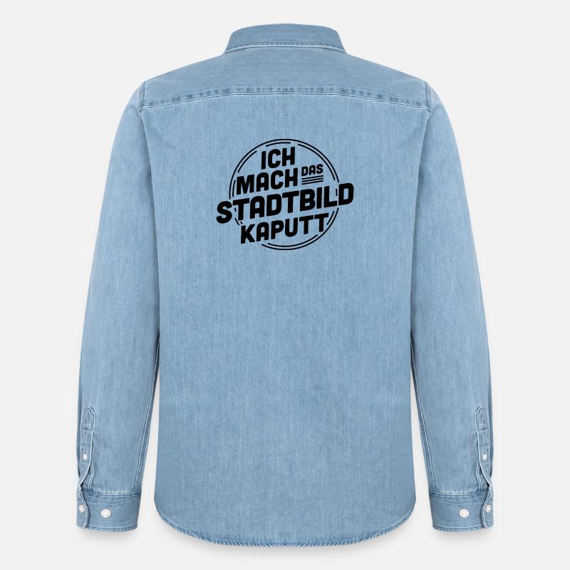 Ich mach das Stadtbild kaputt – Statement - Männer Jeanshemd Organic von Stanley/Stella - verwaschenes Hellblau
