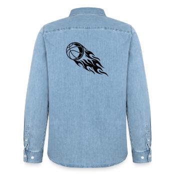 Basketball Fire - Men’s Organic Denim Shirt by Stanley/Stella - light wash - Back - AI Model Male 185 light (185cm)