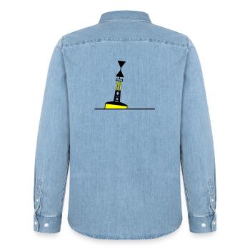 Tonne - Boje Nordsee Segeln Ostsee Maritim - Männer Jeanshemd Organic von Stanley/Stella - verwaschenes Hellblau - Hinten - AI Model Male 185 light (185cm)