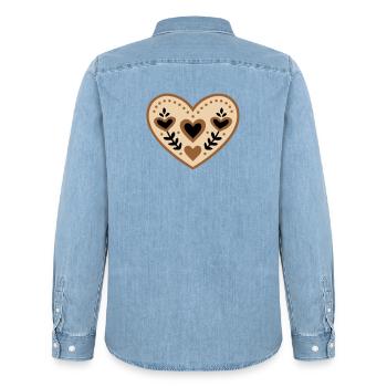 Folklore Heart Traditional Costume Mother's Day - Men’s Organic Denim Shirt by Stanley/Stella - light wash - Back - AI Model Male 185 light (185cm)