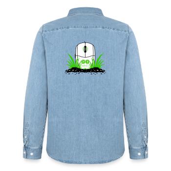 Va toucher l’herbe - Chemise en denim homme bio Stanley/Stella - bleu clair délavé - Dos - AI Model Male 185 light (185cm)
