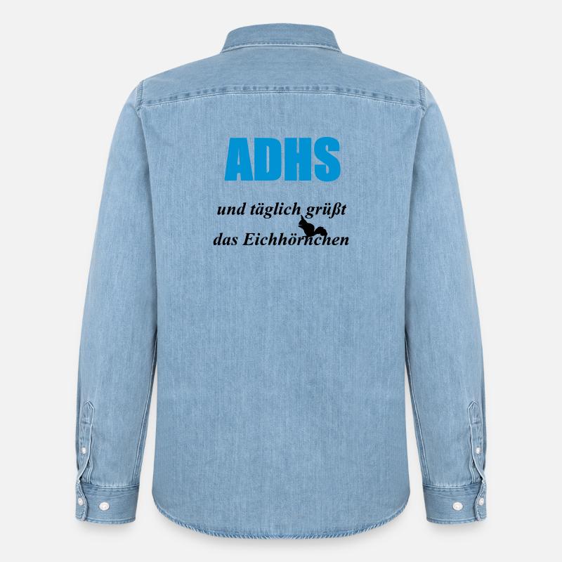 ADHS Eichhörnchen Geschenk - Männer Jeanshemd Organic von Stanley/Stella - verwaschenes Hellblau