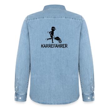 Bauarbeiter mit Schubkarre – KARREFAHRER - Männer Jeanshemd Organic von Stanley/Stella - verwaschenes Hellblau - Hinten - AI Model Male 185 light (185cm)