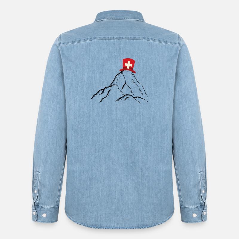 Schweiz - Schweizer Berge - Männer Jeanshemd Organic von Stanley/Stella - verwaschenes Hellblau