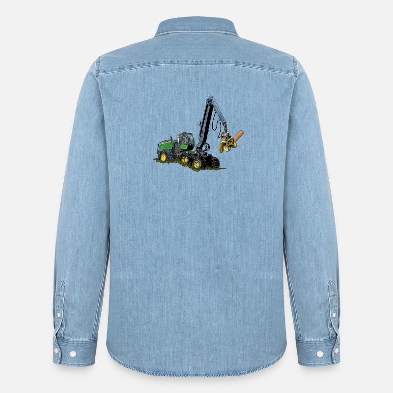 Moissonneuse-batteuse, Moissonneuse-batteuse - Chemise en denim homme bio Stanley/Stella - bleu clair délavé