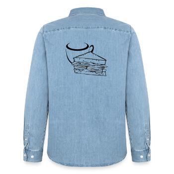 Frühstück Sandwich - Männer Jeanshemd Organic von Stanley/Stella - verwaschenes Hellblau - Hinten - AI Model Male 185 light (185cm)