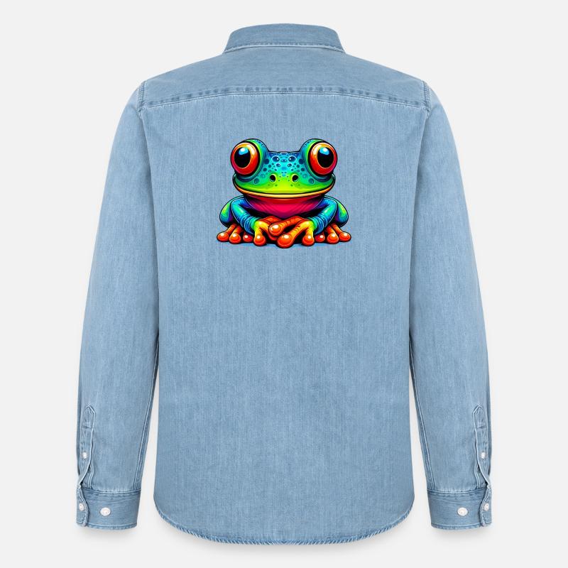 Frosch - Männer Jeanshemd Organic von Stanley/Stella - verwaschenes Hellblau