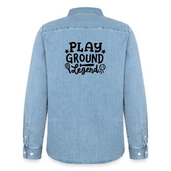 Spielplatz Spiele Kinder - Männer Jeanshemd Organic von Stanley/Stella - verwaschenes Hellblau - Hinten - AI Model Male 185 light (185cm)