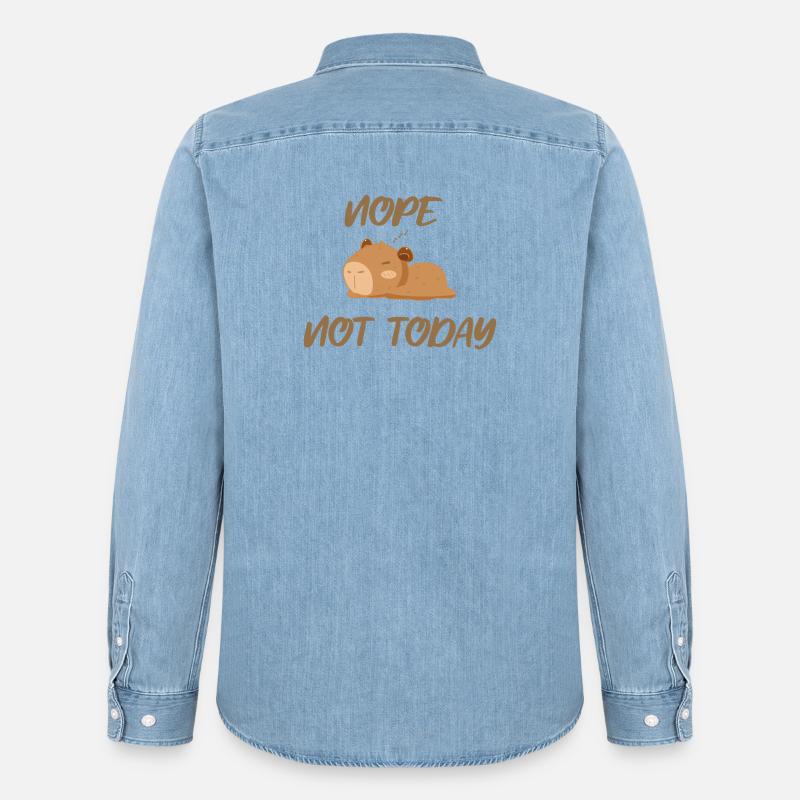 Nope not today capybara - Männer Jeanshemd Organic von Stanley/Stella - verwaschenes Hellblau