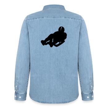 Schlitten - Männer Jeanshemd Organic von Stanley/Stella - verwaschenes Hellblau - Hinten - AI Model Male 185 light (185cm)