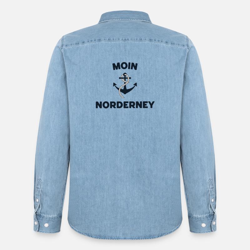 Moin Norderney – Maritimes Anker-Design - Männer Jeanshemd Organic von Stanley/Stella - verwaschenes Hellblau