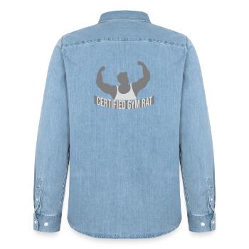 Certified Gym Rat Funny Fitness Training Saying - Men’s Organic Denim Shirt by Stanley/Stella - light wash - Back - AI Model Male 185 light (185cm)