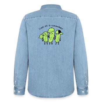 Froid comme un concombre - Chemise en denim homme bio Stanley/Stella - bleu clair délavé - Dos - AI Model Male 185 light (185cm)