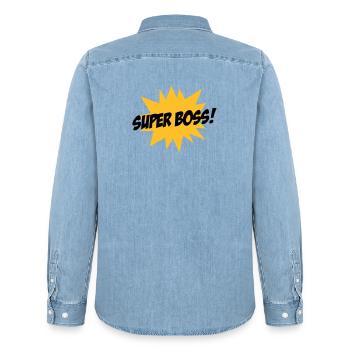 Super Boss ! - Men’s Organic Denim Shirt by Stanley/Stella - light wash - Back - AI Model Male 185 light (185cm)
