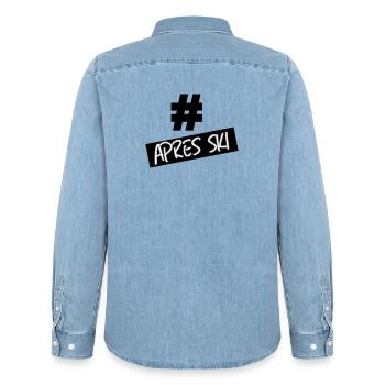 hastag apres ski - Men’s Organic Denim Shirt by Stanley/Stella - light wash - Back - AI Model Male 185 light (185cm)