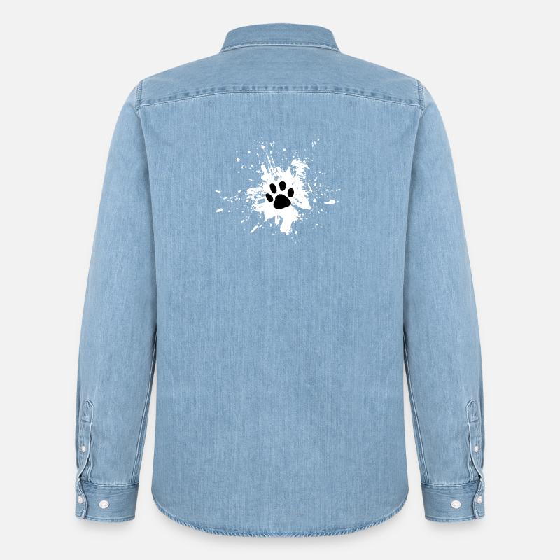Pawprint Spritz Muster - Männer Jeanshemd Organic von Stanley/Stella - verwaschenes Hellblau