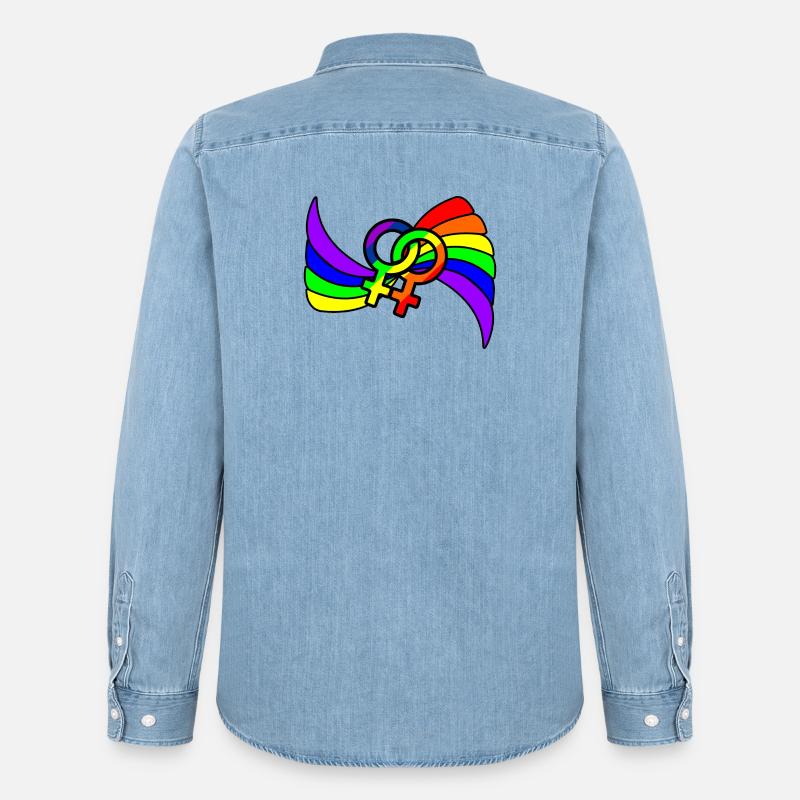Regenbogen lesbies stolzes Logo - Männer Jeanshemd Organic von Stanley/Stella - verwaschenes Hellblau