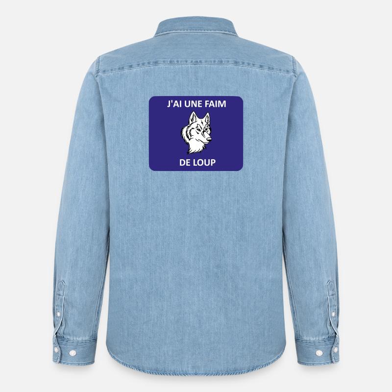 Ich bin hungrig wie ein Wolf - Männer Jeanshemd Organic von Stanley/Stella - verwaschenes Hellblau