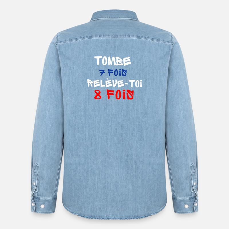 Témoignage d'Optimisme et de Résilience - Chemise en denim homme bio Stanley/Stella - bleu clair délavé