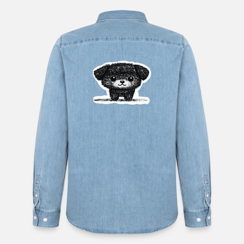 Winziges Hündchen (Grau) - Männer Jeanshemd Organic von Stanley/Stella - verwaschenes Hellblau