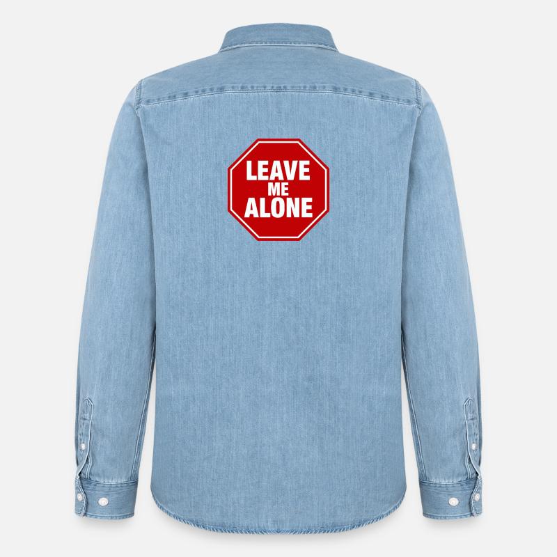 Leave Me Alone Stoppschild Statement Spruch - Männer Jeanshemd Organic von Stanley/Stella - verwaschenes Hellblau