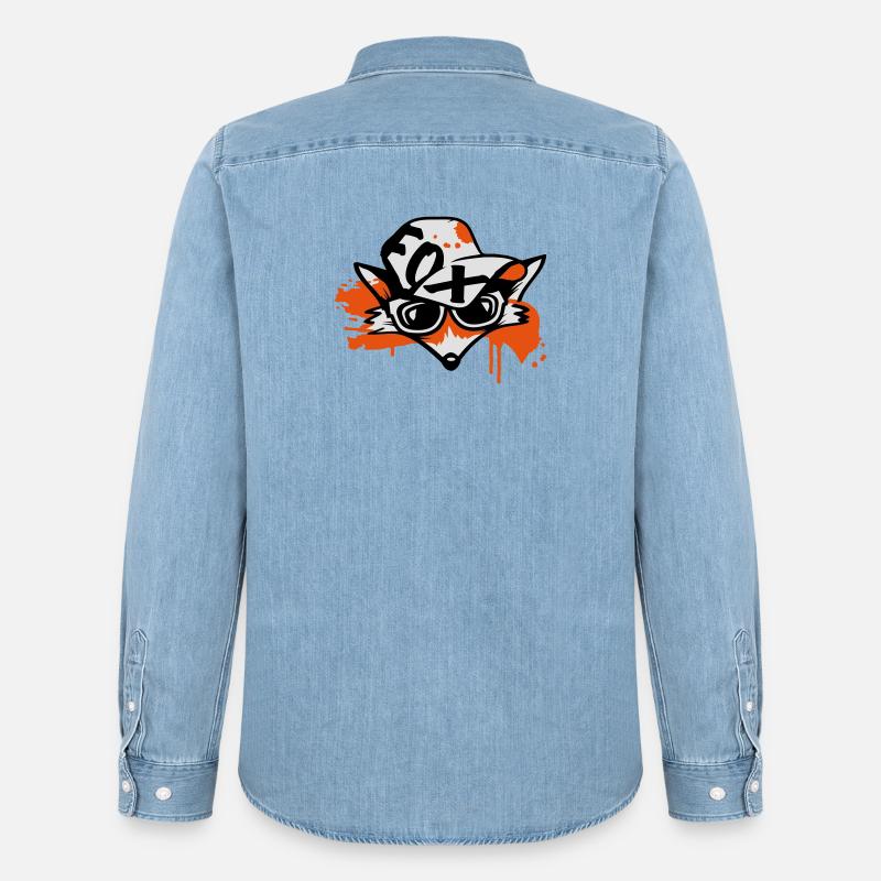 Fuchs mit Baseballkappe - Männer Jeanshemd Organic von Stanley/Stella - verwaschenes Hellblau