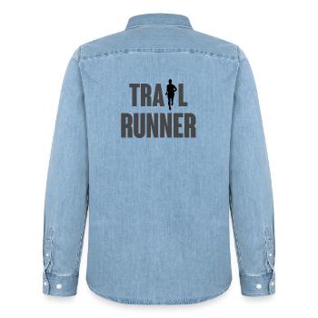 Coureur de trail - Chemise en denim homme bio Stanley/Stella - bleu clair délavé - Dos - AI Model Male 185 light (185cm)