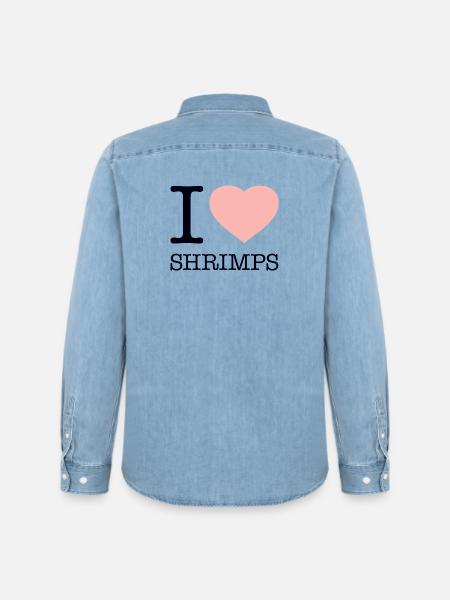 I LOVE SHRIMPS - Men’s Organic Denim Shirt by Stanley/Stella - light wash
