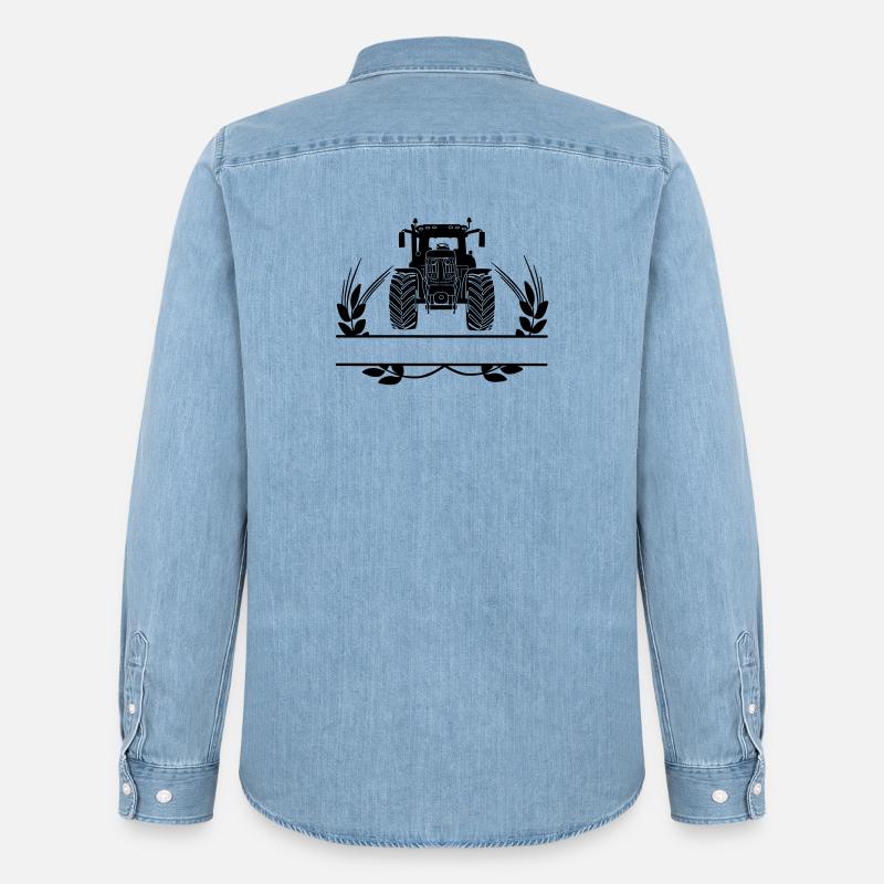 Ackerschlepper mit Getreidehalmen - Männer Jeanshemd Organic von Stanley/Stella - verwaschenes Hellblau