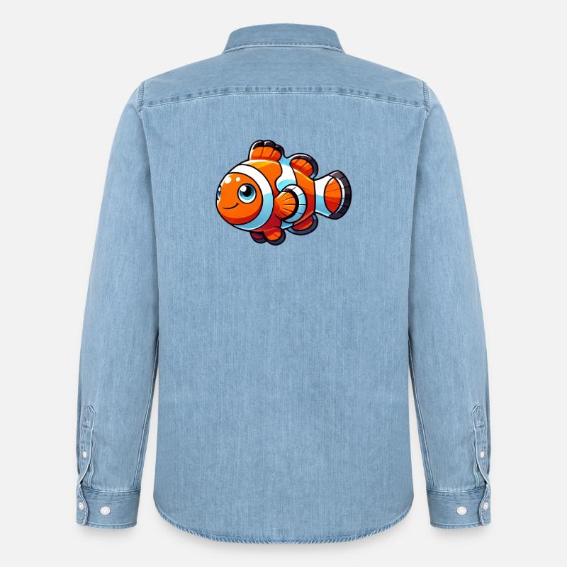 Clownfisch - Männer Jeanshemd Organic von Stanley/Stella - verwaschenes Hellblau