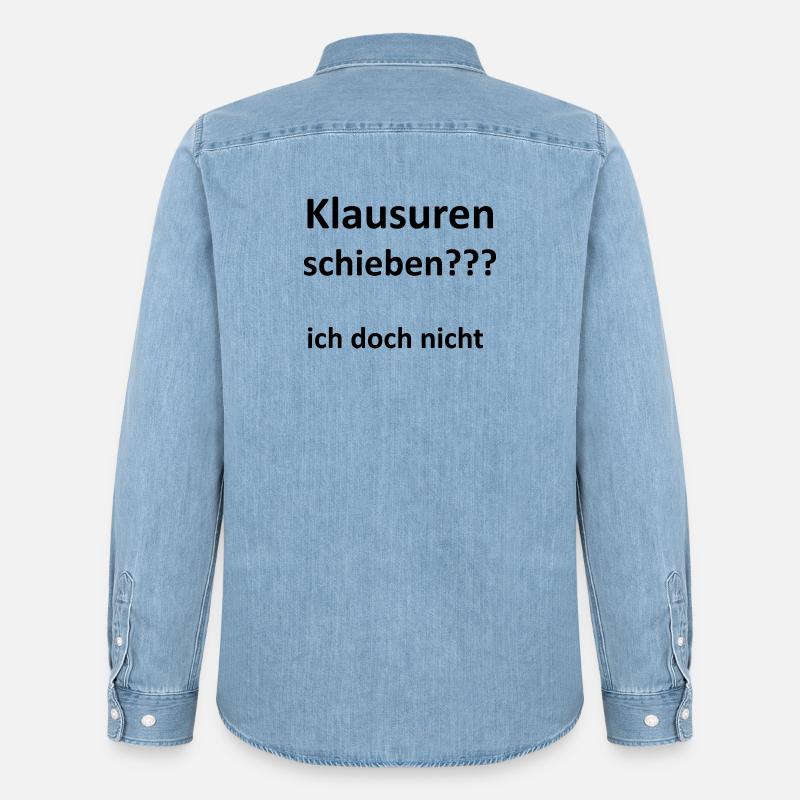 Unispruch "Klausuren schieben" Geschenk, Studenten - Männer Jeanshemd Organic von Stanley/Stella - verwaschenes Hellblau