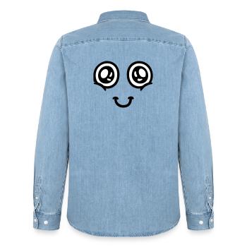La tête dans les nuages - Chemise en denim homme bio Stanley/Stella - bleu clair délavé - Dos - AI Model Male 185 light (185cm)