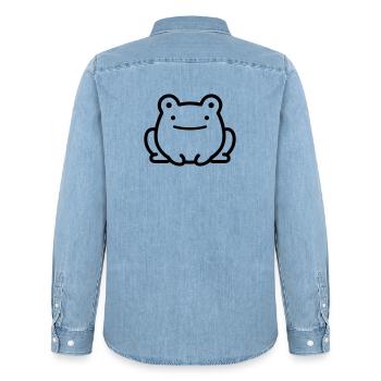 frog - Men’s Organic Denim Shirt by Stanley/Stella - light wash - Back - AI Model Male 185 light (185cm)