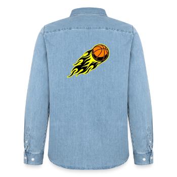 Basketball flame - Men’s Organic Denim Shirt by Stanley/Stella - light wash - Back - AI Model Male 185 light (185cm)
