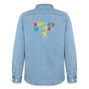 Puppenmeister-Schaukelkunst - Männer Jeanshemd Organic von Stanley/Stella - verwaschenes Hellblau - Hinten - AI Model Male 185 light (185cm)