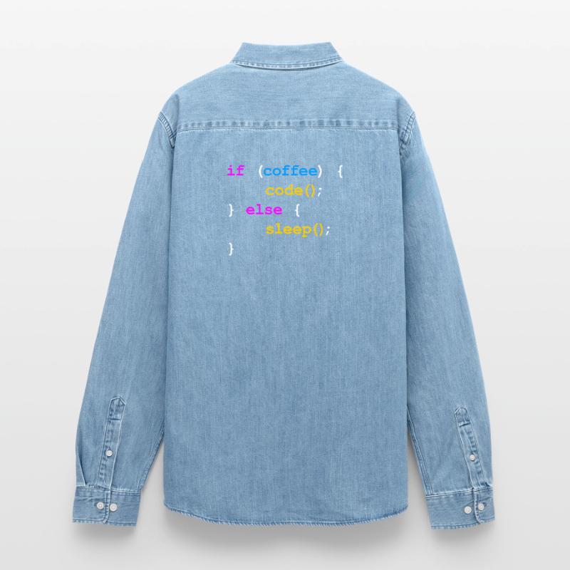 No Coffee No Code Programmer Computer Scientist Men’s Organic Denim Shirt by Stanley/Stella