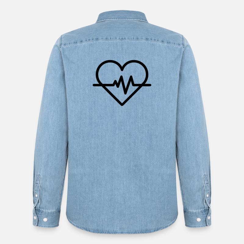 Herzfrequenz - Männer Jeanshemd Organic von Stanley/Stella - verwaschenes Hellblau