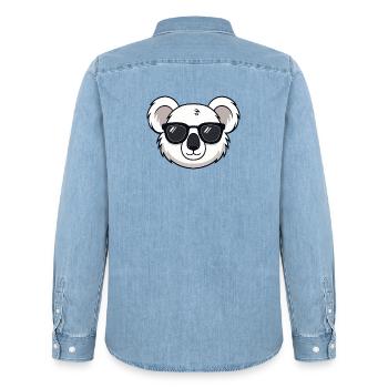 Weißer Koala Cartoon Schwarze Brille - Männer Jeanshemd Organic von Stanley/Stella - verwaschenes Hellblau - Hinten - AI Model Male 185 light (185cm)