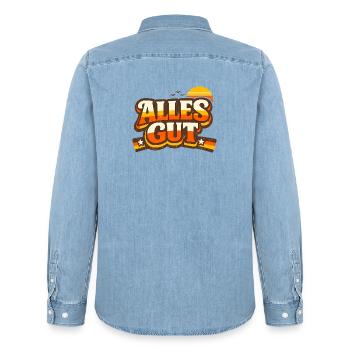Alles Gut Spruch - Männer Jeanshemd Organic von Stanley/Stella - verwaschenes Hellblau - Hinten - AI Model Male 185 light (185cm)