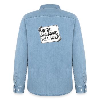 Maybe Swearing Will Help Sarkastisch Spruch Grafik - Männer Jeanshemd Organic von Stanley/Stella - verwaschenes Hellblau - Hinten - AI Model Male 185 light (185cm)