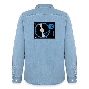 turntables - Men’s Organic Denim Shirt by Stanley/Stella - light wash - Back - AI Model Male 185 light (185cm)