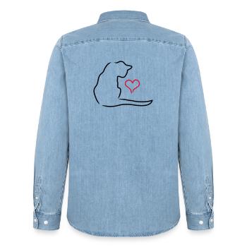 Chat - Chemise en denim homme bio Stanley/Stella - bleu clair délavé - Dos - AI Model Male 185 light (185cm)