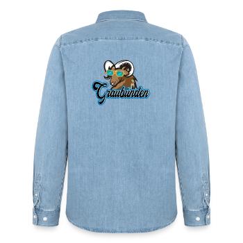 Graubünden Capricorn Style - Men’s Organic Denim Shirt by Stanley/Stella - light wash - Back - AI Model Male 185 light (185cm)