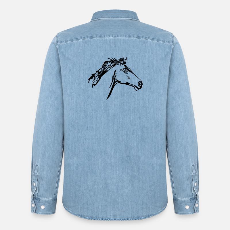 Rennendes Pferd Kopf - Männer Jeanshemd Organic von Stanley/Stella - verwaschenes Hellblau