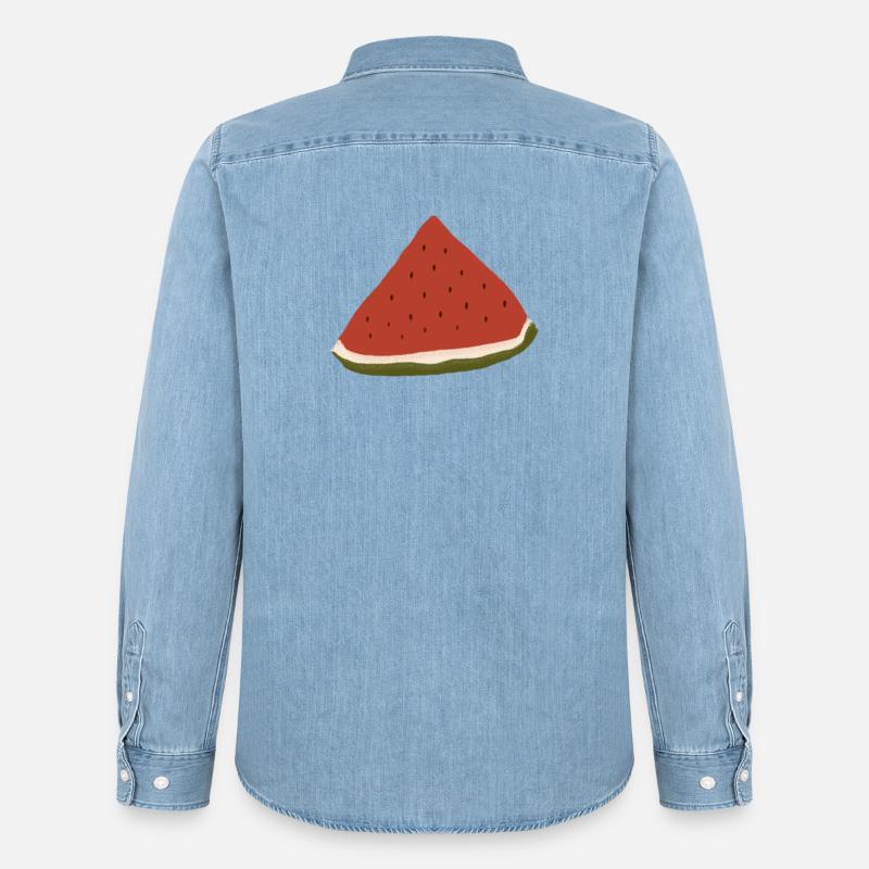 Pastèque, Pastèque, Melon - Chemise en denim homme bio Stanley/Stella - bleu clair délavé