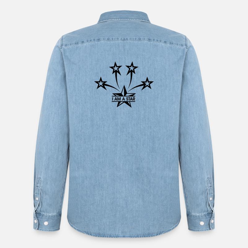 Ich bin ein Star - Männer Jeanshemd Organic von Stanley/Stella - verwaschenes Hellblau