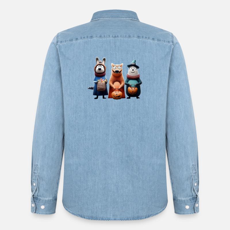 Halloween Squad – Süßes oder Saures Wooligans - Männer Jeanshemd Organic von Stanley/Stella - verwaschenes Hellblau